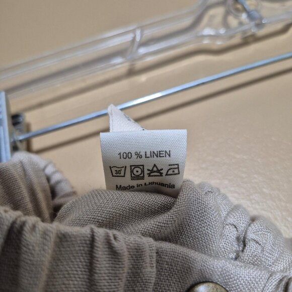 Not Perfect Linen Womens Skirt Size M Beige 100% Linen Midi Length Snap Front - Picture 7 of 8